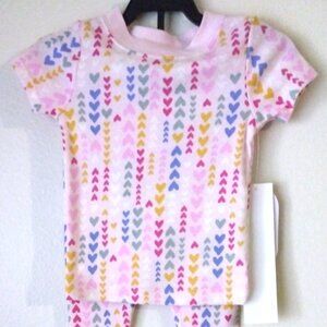 New Wondernation Girls Toddlers pajamas cotton pink heart